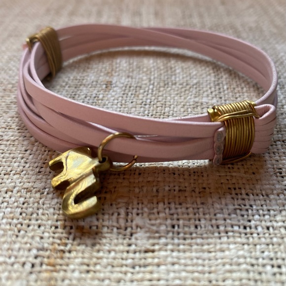 Mille Collines Pink Leather and Brass Elephant Bracelet — EUC - Picture 4 of 6